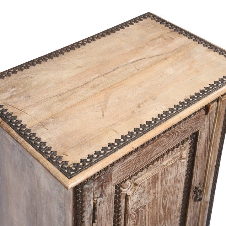 Indian Teak Bedside Cabinet Made From Reclaimed Teak | Indigo Antiques