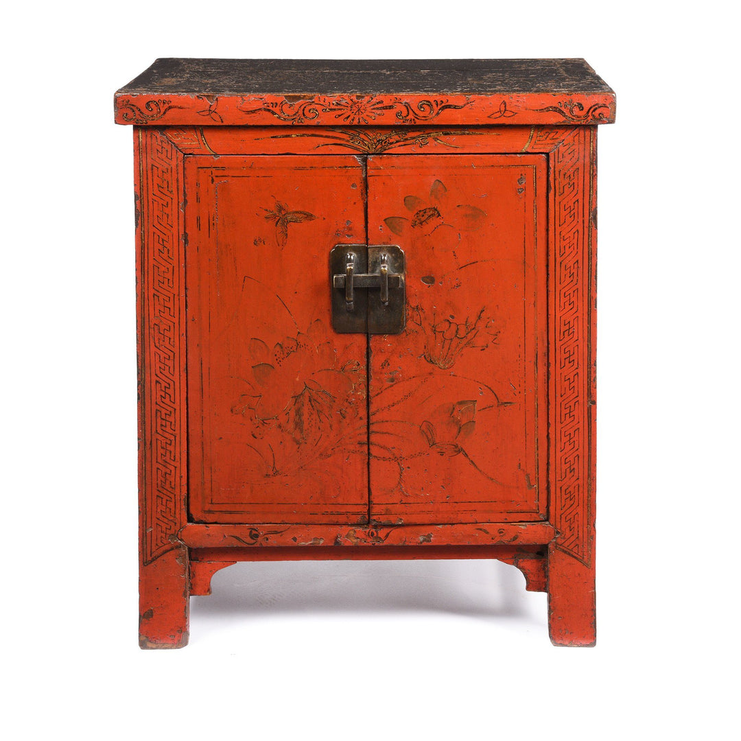 Chinese Red Lacquer Bedside Cabinet from Shanxi - Early 19thC | Indigo Antiques