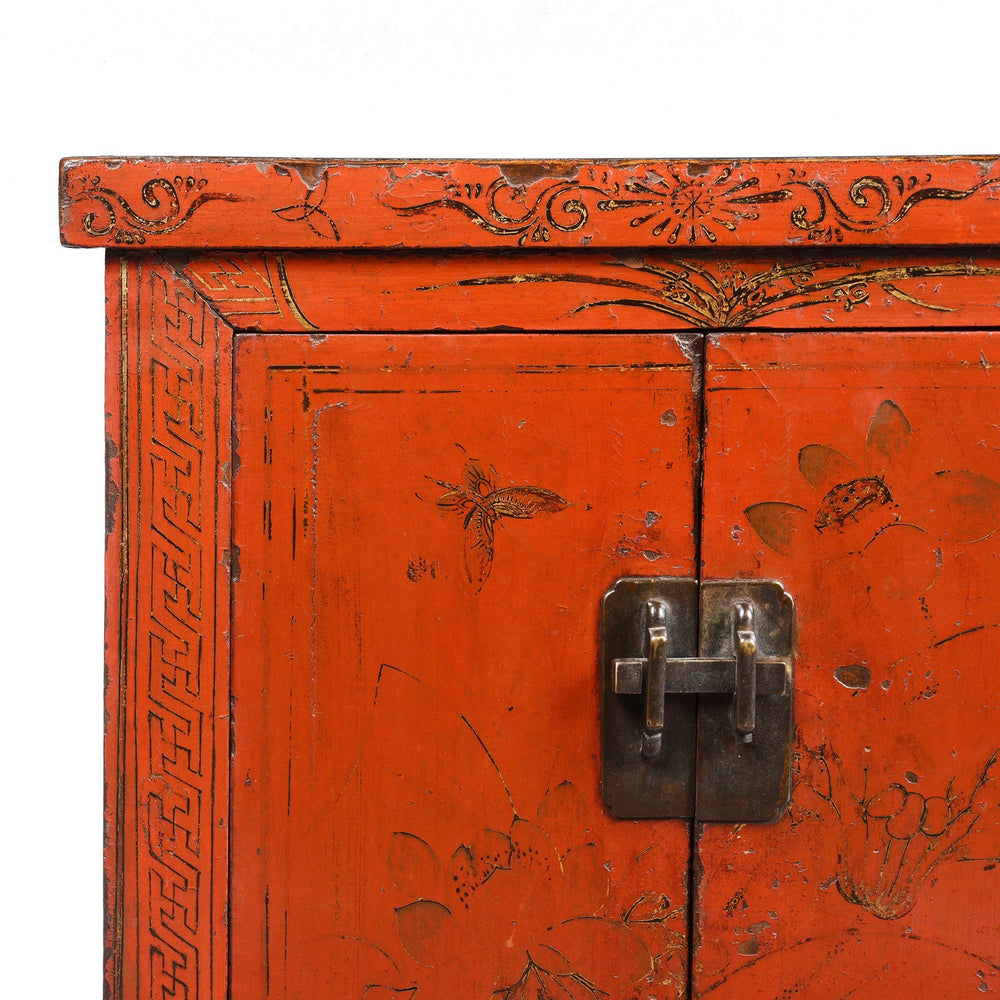 Chinese Red Lacquer Bedside Cabinet from Shanxi - Early 19thC | Indigo Antiques