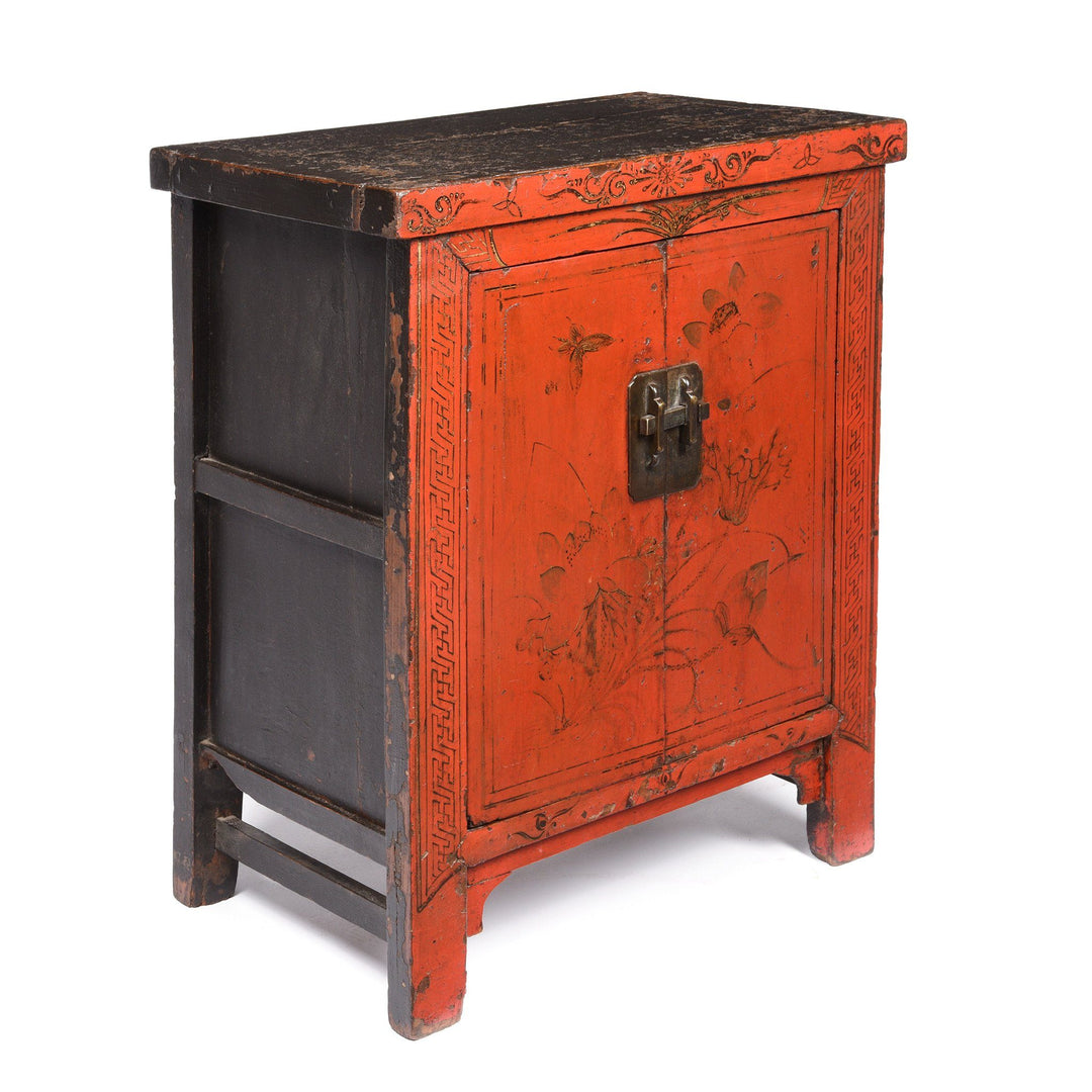 Chinese Red Lacquer Bedside Cabinet from Shanxi - Early 19thC | Indigo Antiques