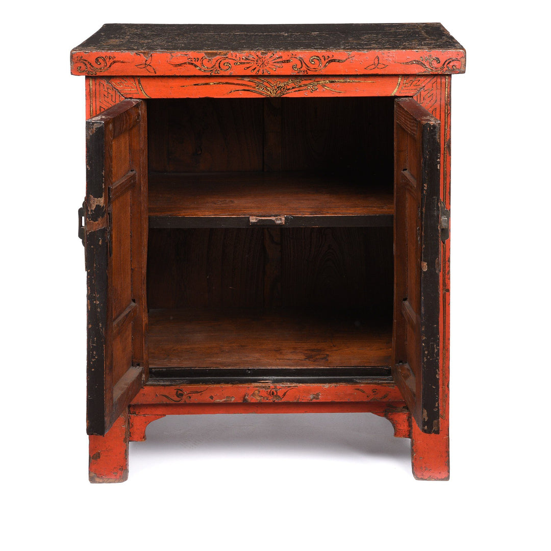 Chinese Red Lacquer Bedside Cabinet from Shanxi - Early 19thC | Indigo Antiques