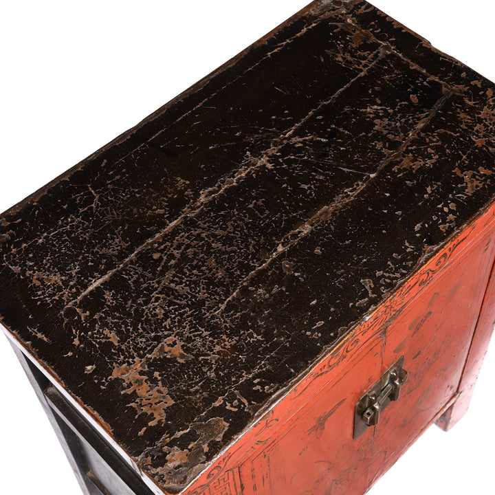 Chinese Red Lacquer Bedside Cabinet from Shanxi - Early 19thC | Indigo Antiques