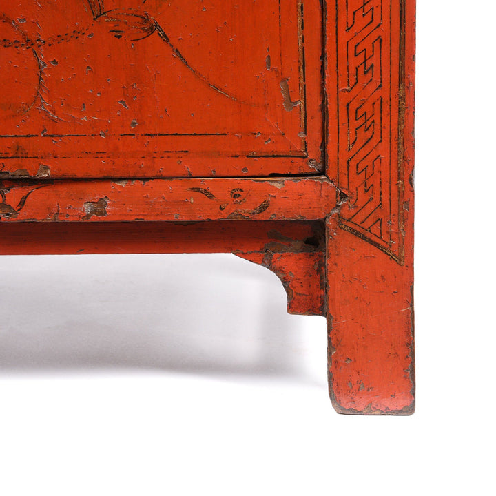 Chinese Red Lacquer Bedside Cabinet from Shanxi - Early 19thC | Indigo Antiques