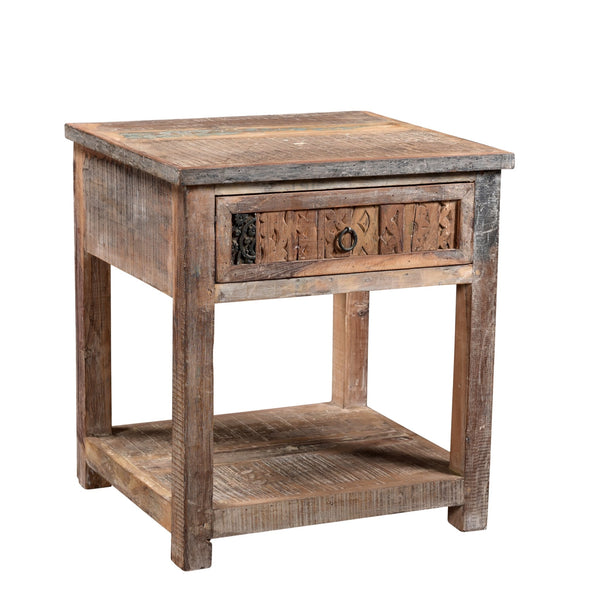 One Drawer Side Table Made From Reclaimed Wood
