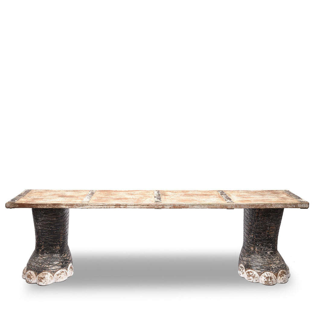 Indian Elephant Bench Made From Reclaimed Wood | Indigo Antiques