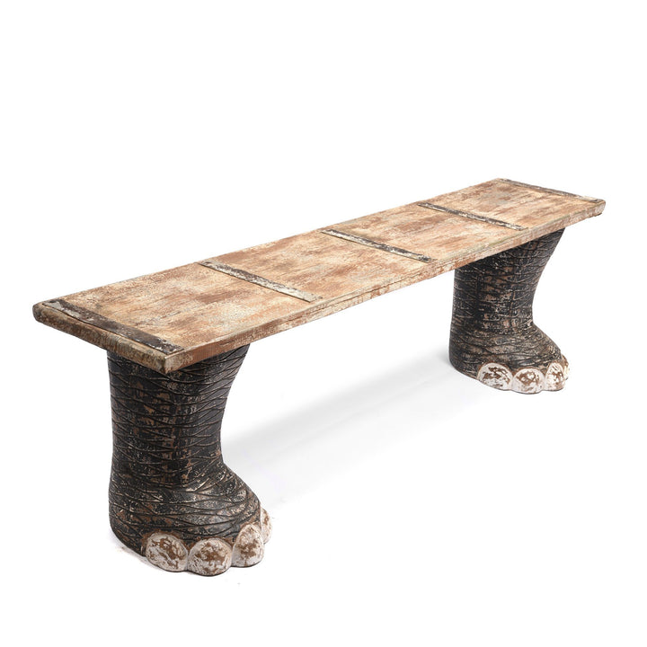 Indian Elephant Bench Made From Reclaimed Wood | Indigo Antiques