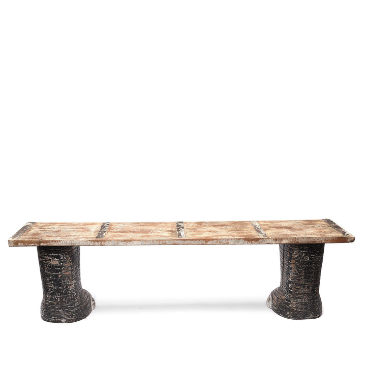 Indian Elephant Bench Made From Reclaimed Wood | Indigo Antiques