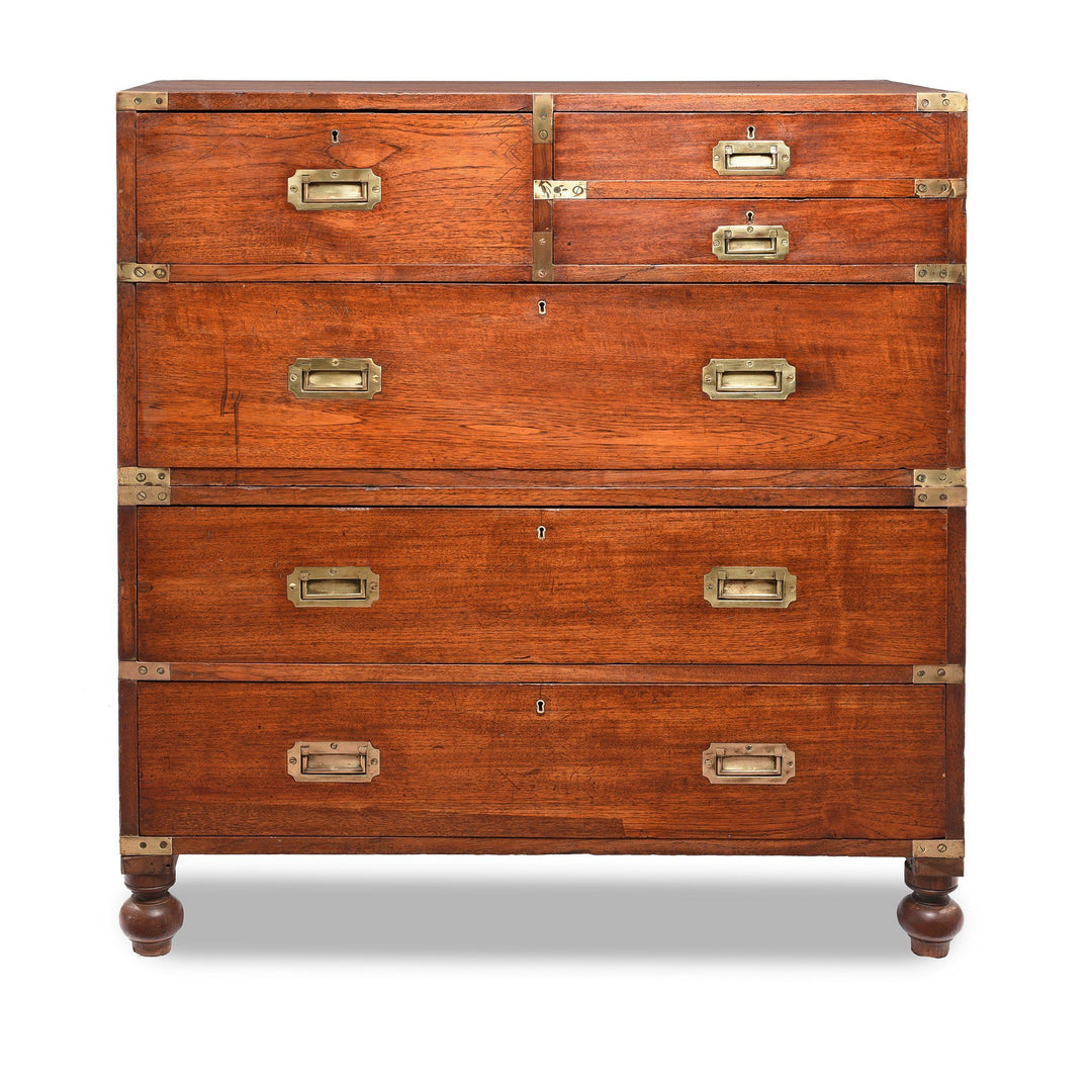 Anglo Indian Teak Campaign Chest Of Drawers - 19thC | Indigo Antiques