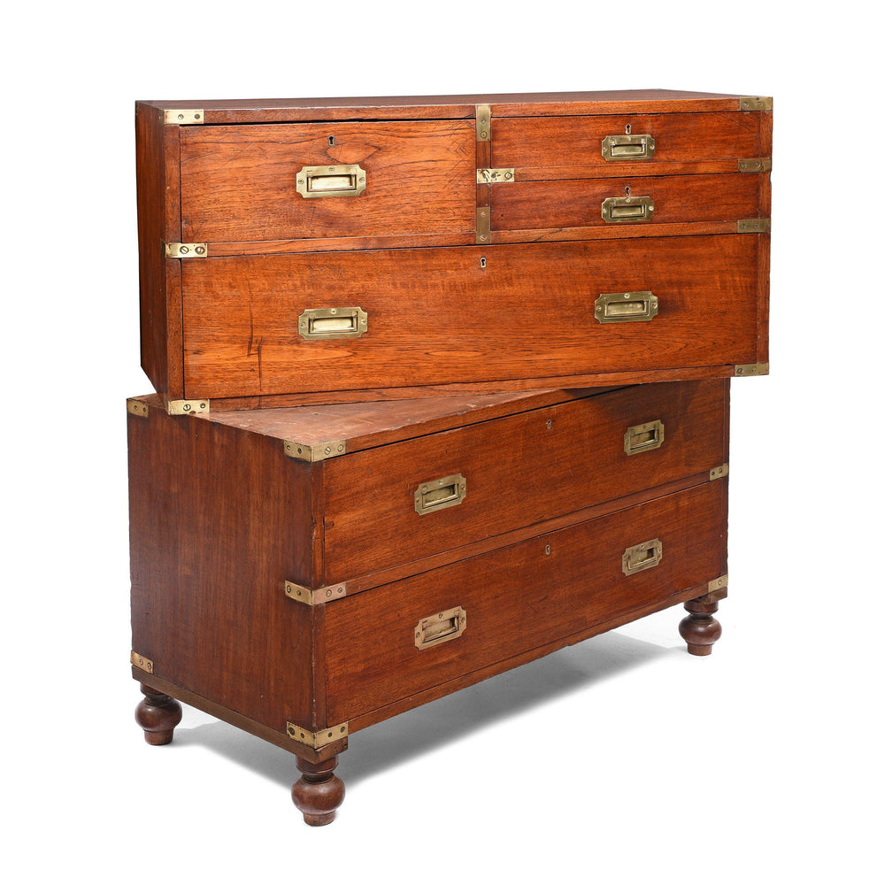 Separated View Of Anglo Indian Teak Campaign Chest Of Drawers - 19thC | Indigo Antiques