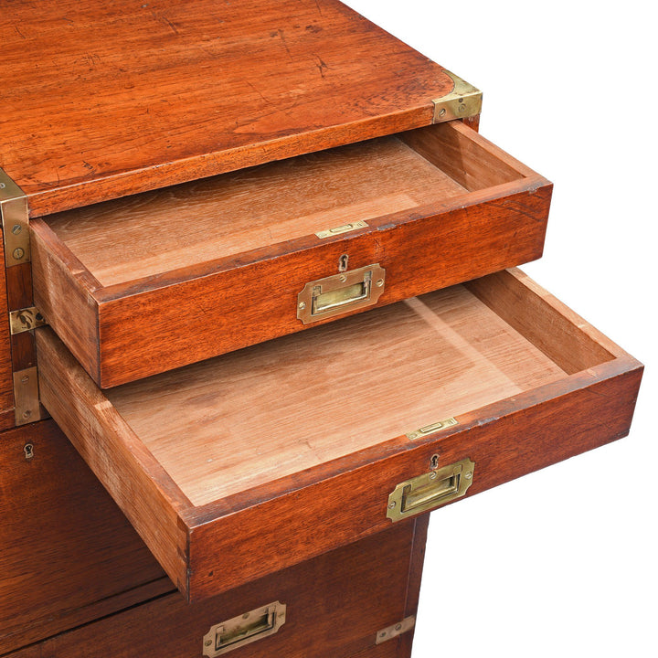 Draws Detail From Anglo Indian Teak Campaign Chest Of Drawers - 19thC | Indigo Antiques