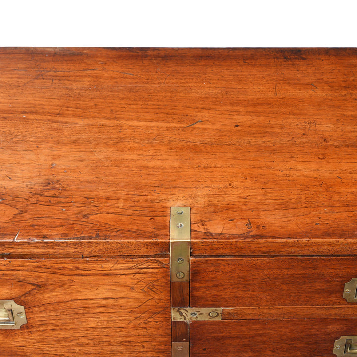 Surface Detail From Anglo Indian Teak Campaign Chest Of Drawers - 19thC | Indigo Antiques