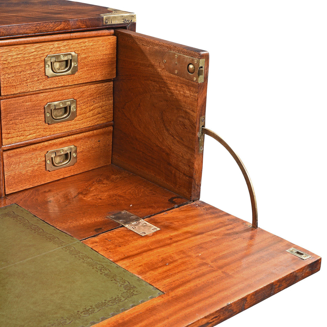 Detail From Chinese Export Secretaire Campaign Chest - Ca 1865 | Indigo Antiques