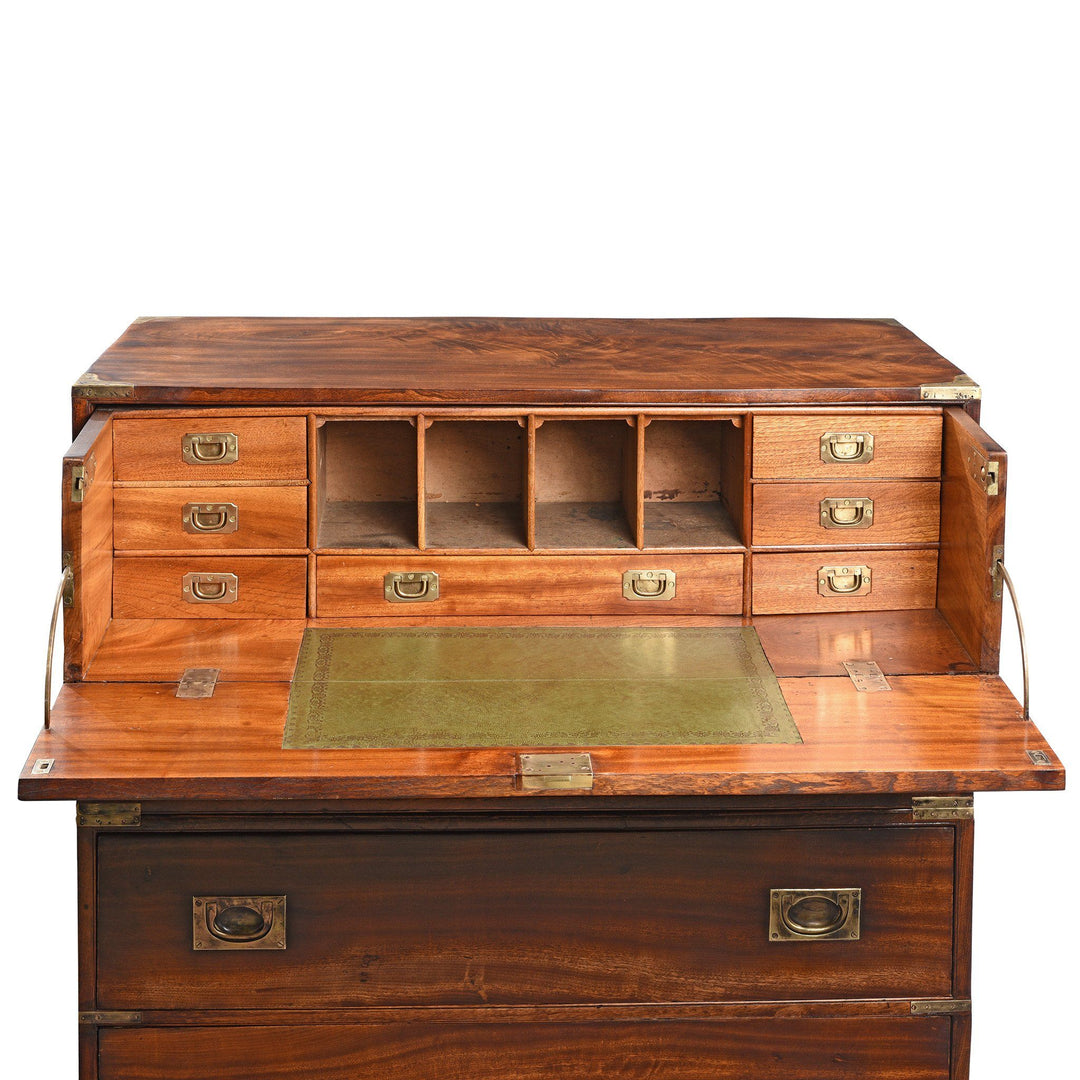 Open View Of Chinese Export Secretaire Campaign Chest - Ca 1865 | Indigo Antiques