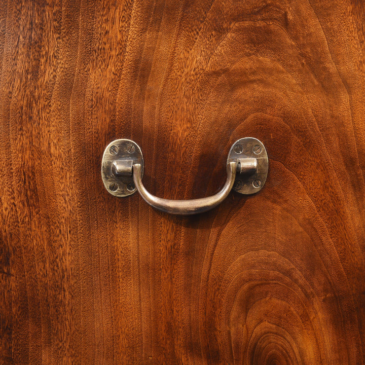 Side Handle View Of Chinese Export Secretaire Campaign Chest - Ca 1865 | Indigo Antiques