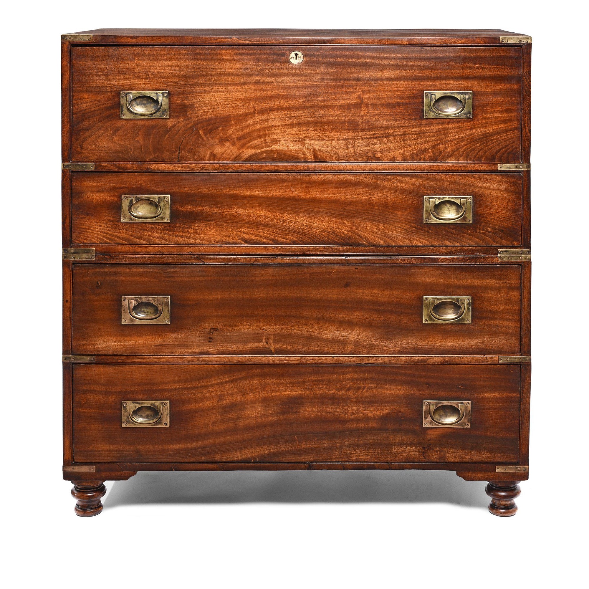 Anglo Indian Teak Campaign Chest Of Drawers - 19thC | Indigo Antiques