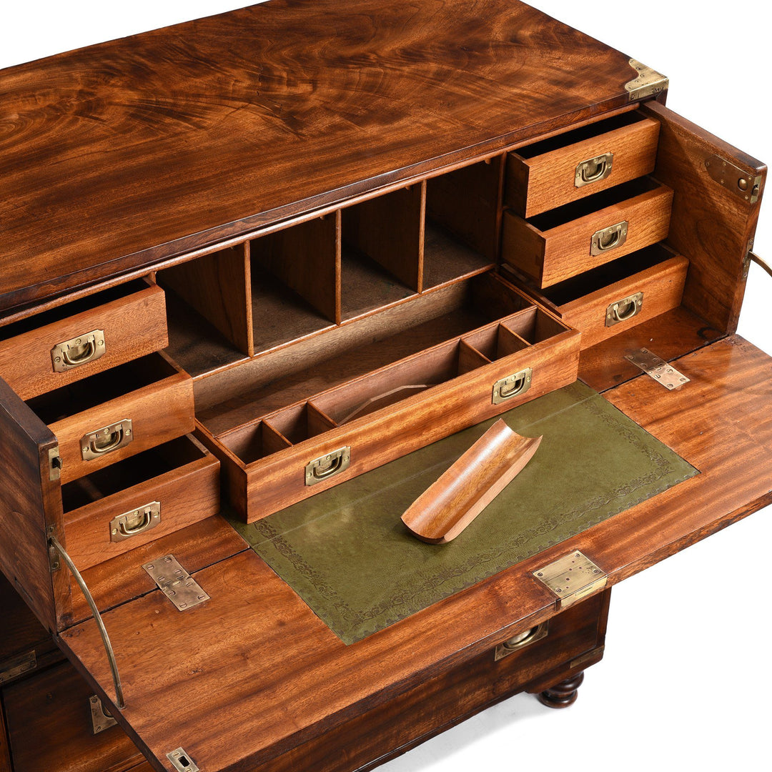 Open Secretaire View Of Chinese Export Secretaire Campaign Chest - Ca 1865 | Indigo Antiques