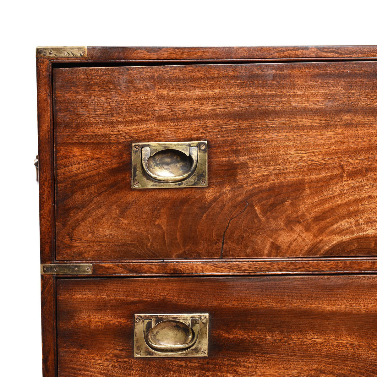 Corner Detail From Open Secretaire View Of Chinese Export Secretaire Campaign Chest - Ca 1865 | Indigo Antiques