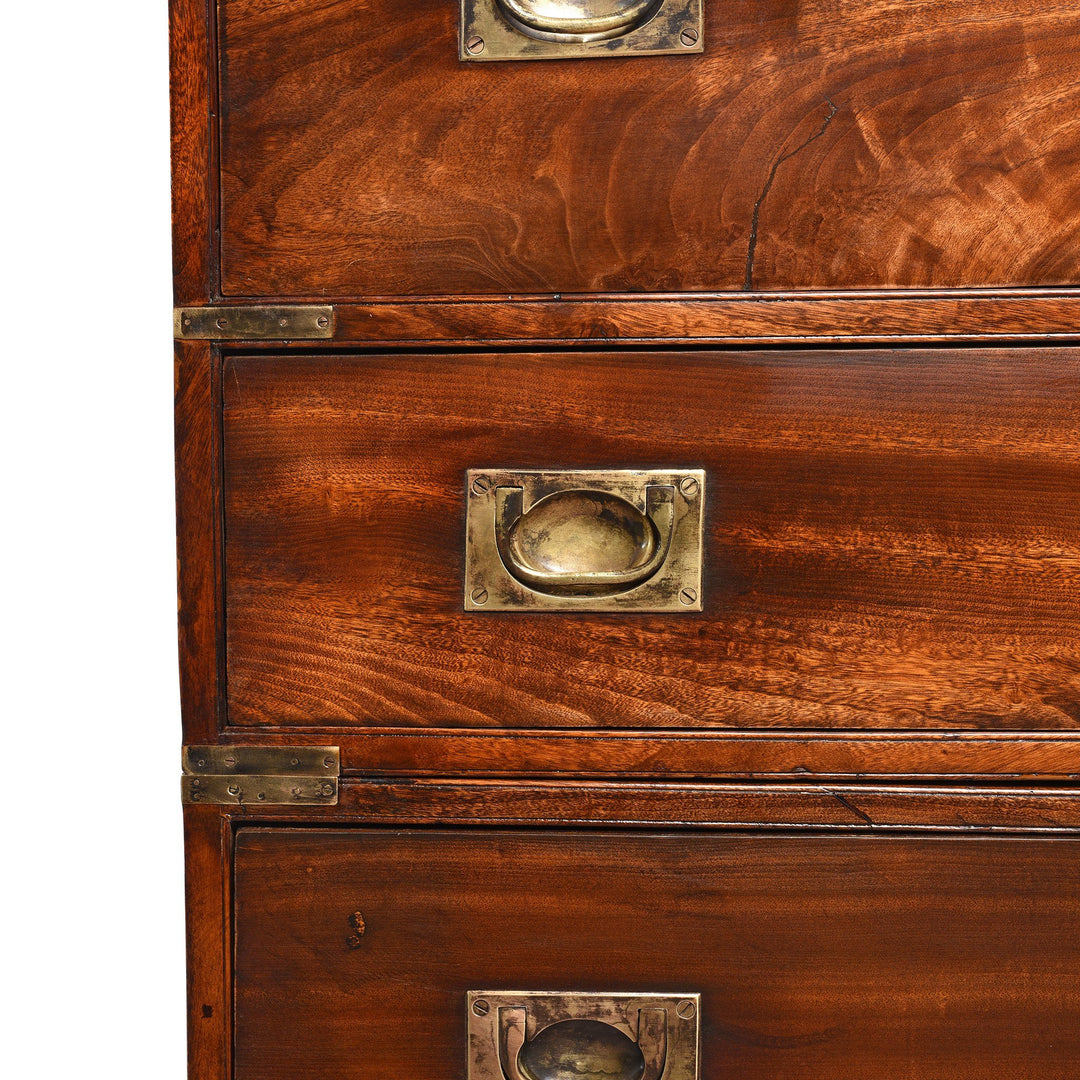 Handle Detail From Open Secretaire View Of Chinese Export Secretaire Campaign Chest - Ca 1865 | Indigo Antiques