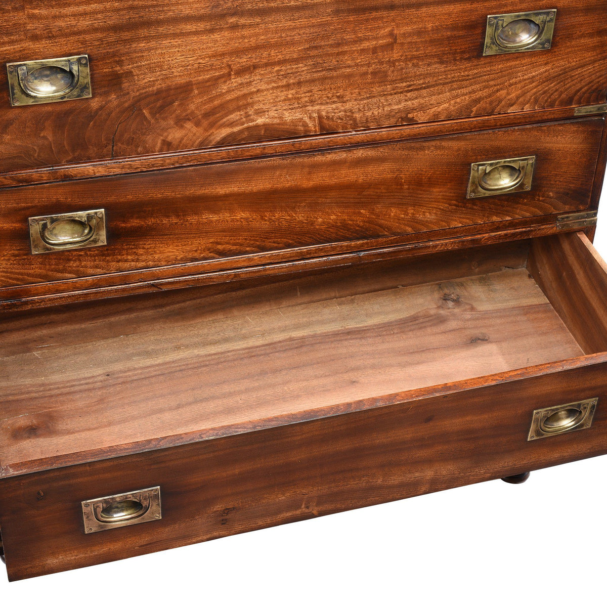Draw Interior Detail From Open Secretaire View Of Chinese Export Secretaire Campaign Chest - Ca 1865 | Indigo Antiques