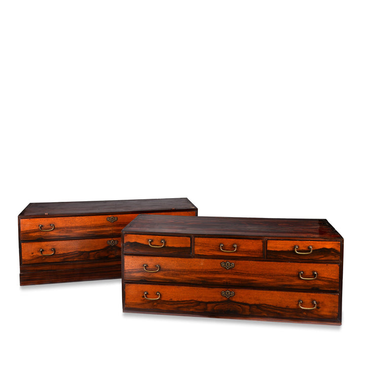 Japanese Dansu Chest of Drawers - Cryptomeria and Persimmon - Ca 1930