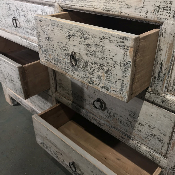 Painted 9 Drawer Sideboard From Mongolia Made From Reclaimed Wood | Indigo Oriental Antiques