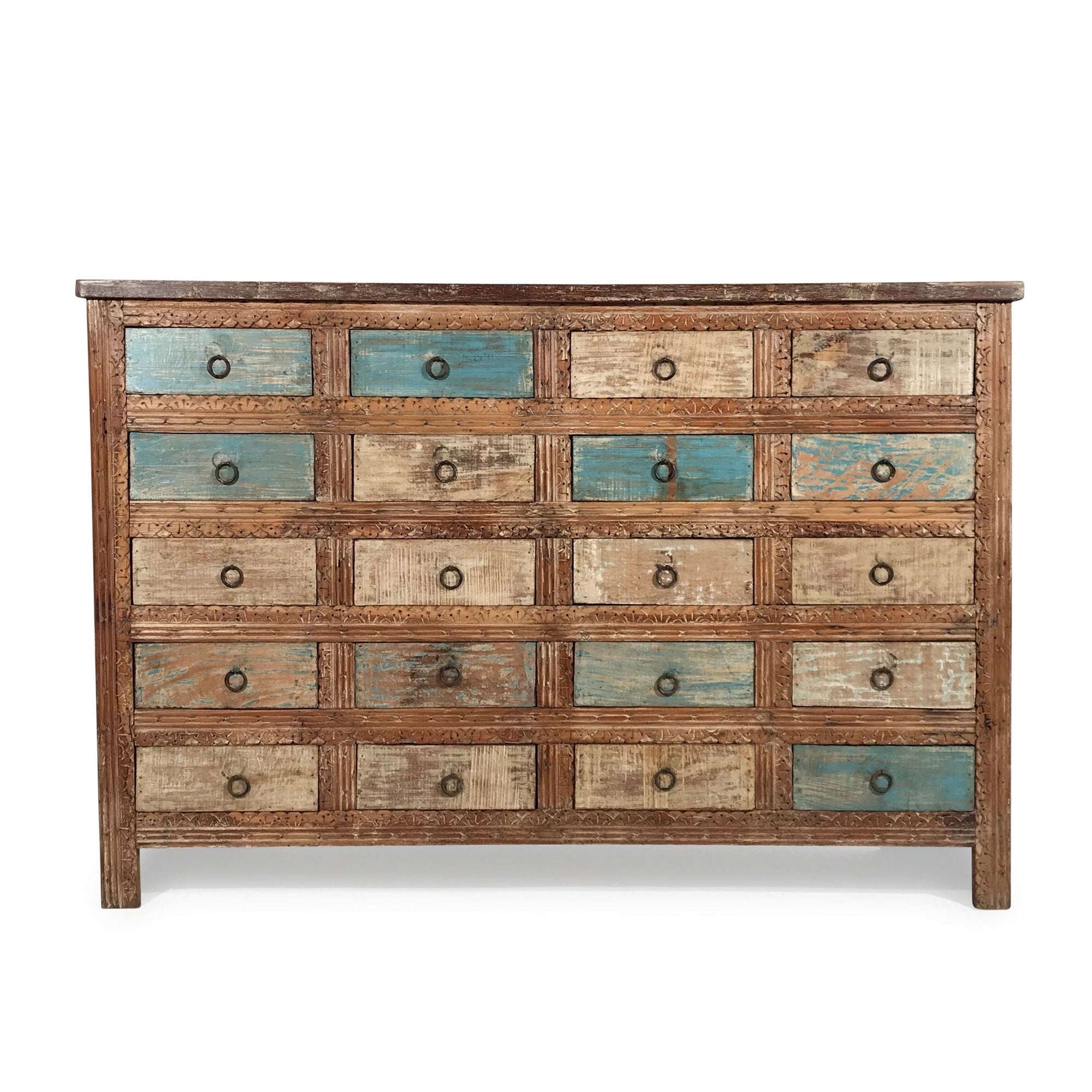 Reclaimed Teakwood Sideboard With 20 Drawers - 153 x 41 x 102 (wxdxh cms) - A6221