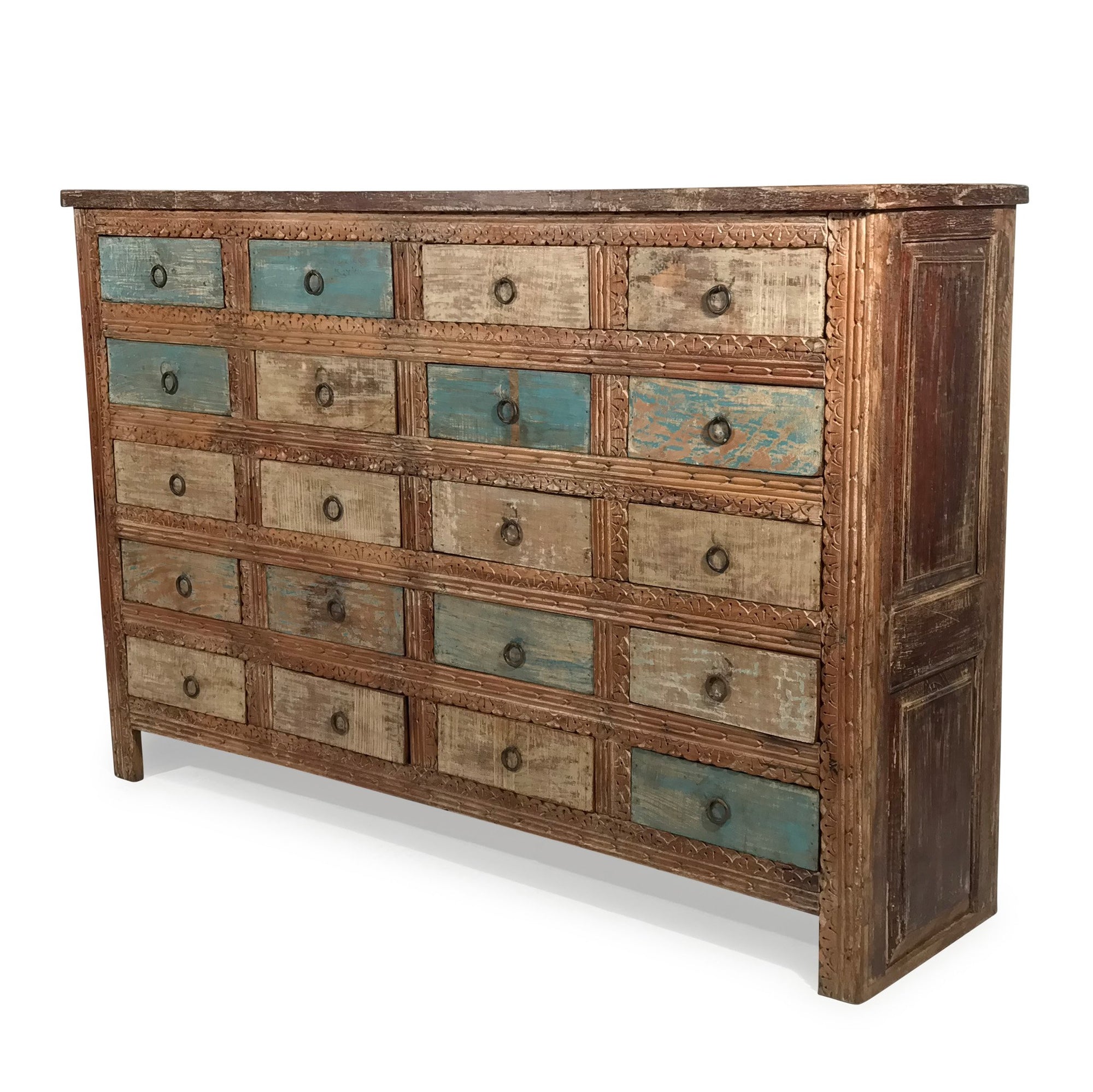 Reclaimed Teakwood Sideboard With 20 Drawers - 153 x 41 x 102 (wxdxh cms) - A6221