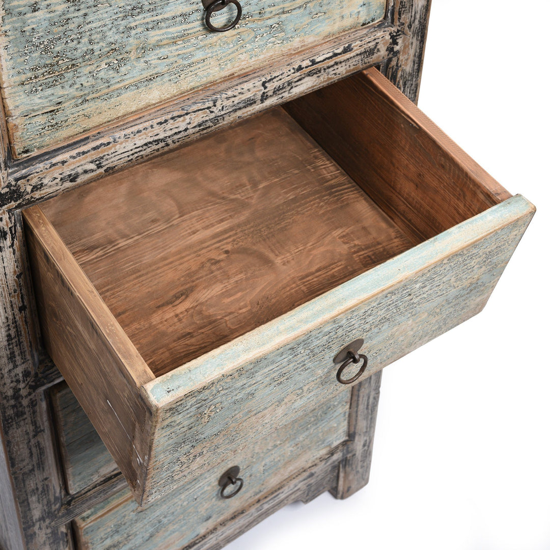 Painted Black & Blue Tallboy Chest of Drawers | Indigo Antiques