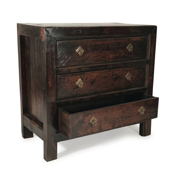 Walnut 3 Drawer Chest Of Drawers from Gansu - 19thC