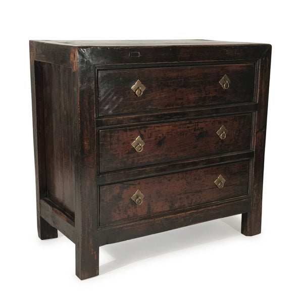 Walnut 3 Drawer Chest Of Drawers from Gansu - 19thC