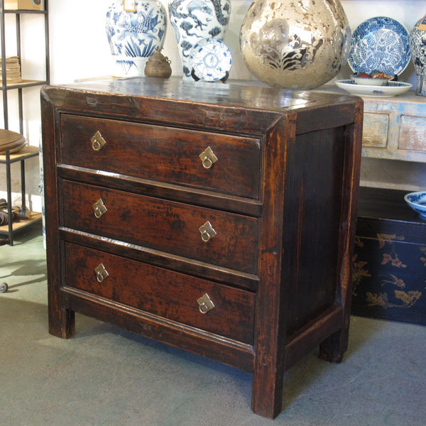 Walnut 3 Drawer Chest Of Drawers from Gansu - 19thC
