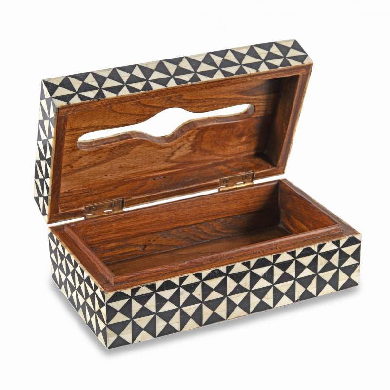 Bone & Resin Inlay Tissue Box From Rajasthan