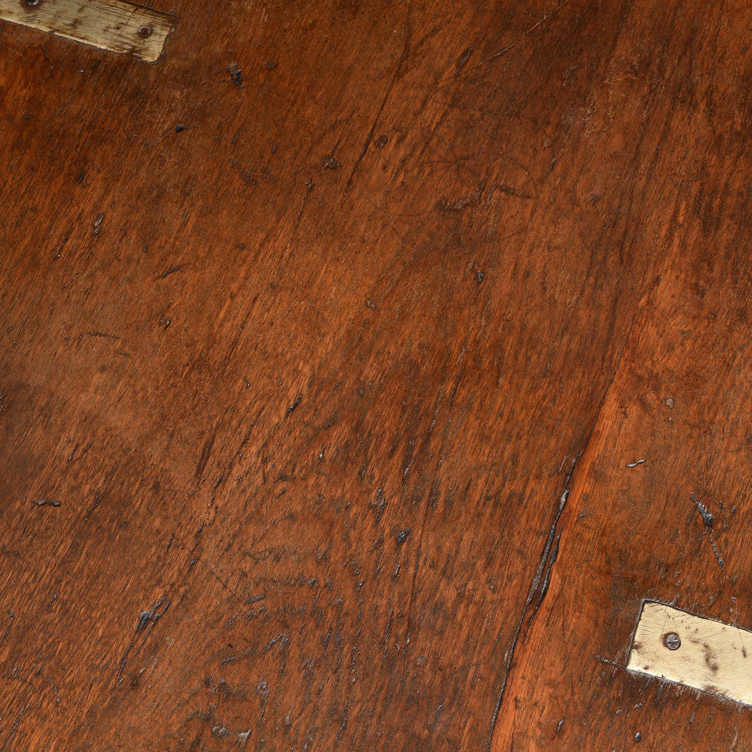 Brass Bound Indian Teak Military Chest From Rajasthan - 19thC