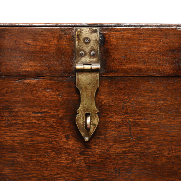 Brass Bound Indian Teak Military Chest From Rajasthan - 19thC