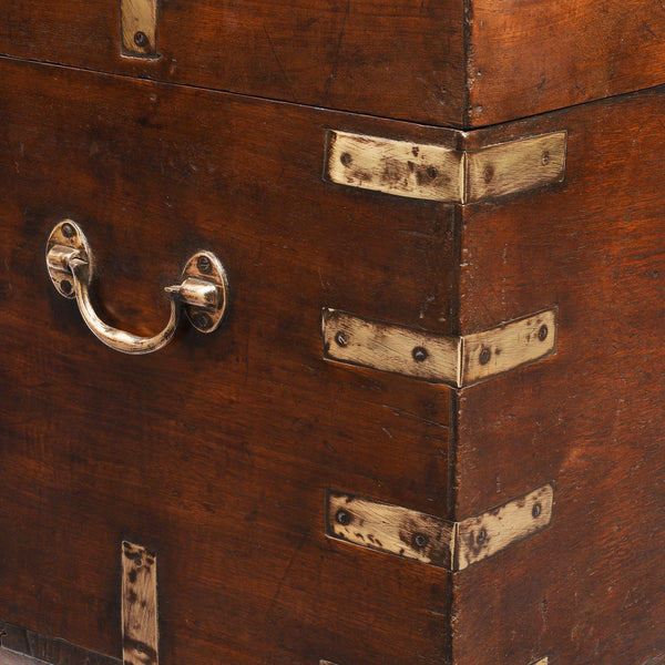 Brass Bound Indian Teak Military Chest - 19thC