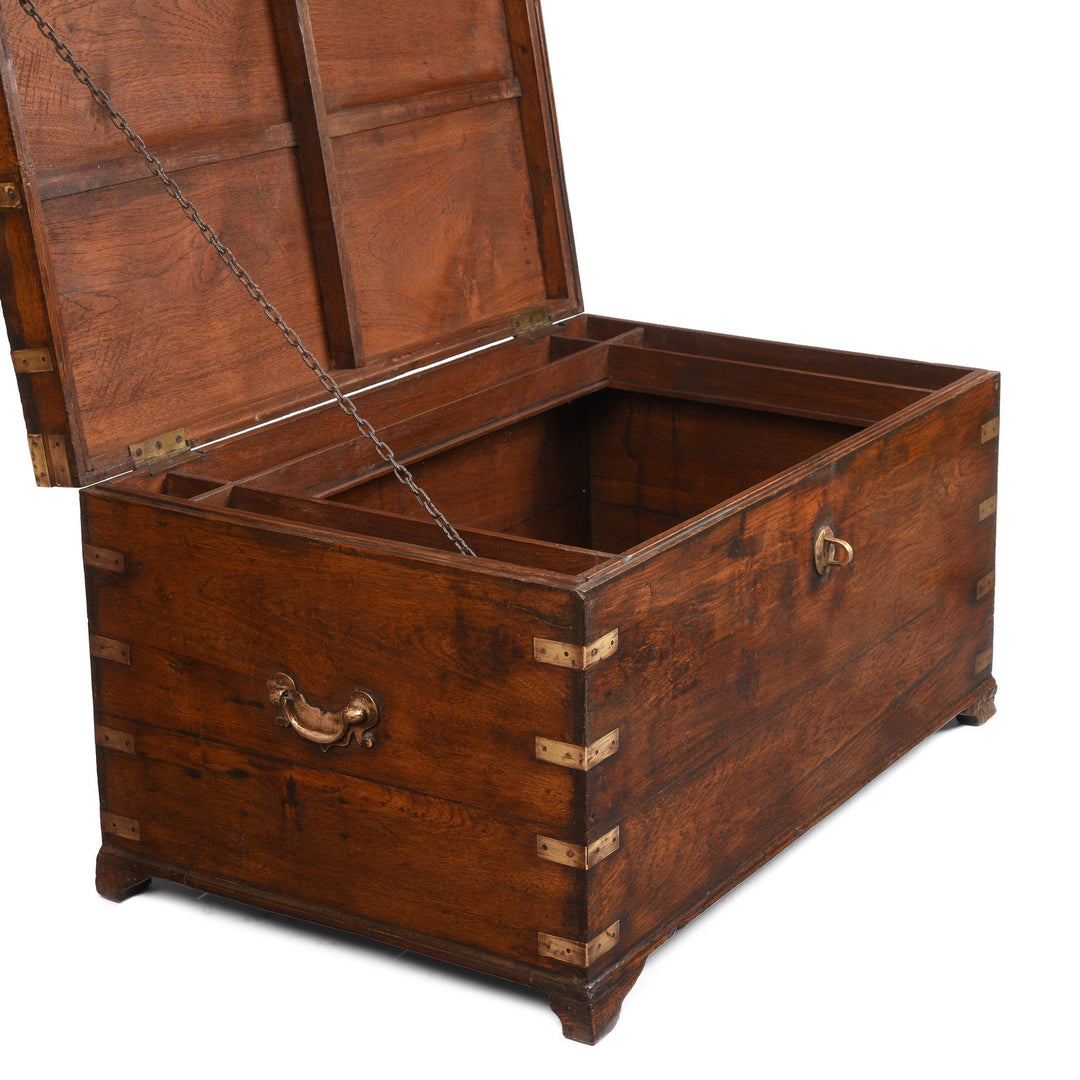 Brass Bound Indian Teak Military Chest - 19thC