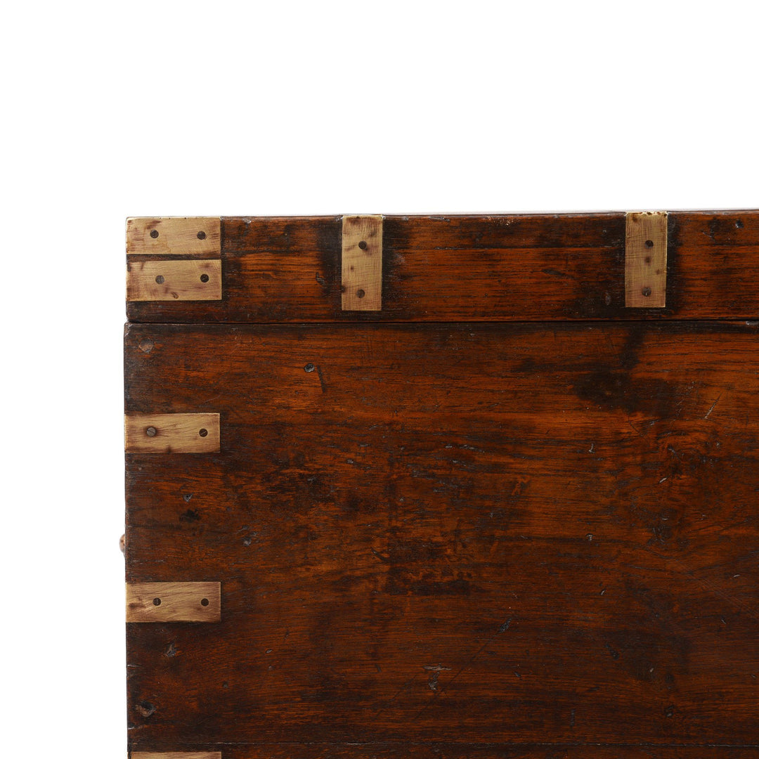 Brass Bound Indian Teak Military Chest - 19thC