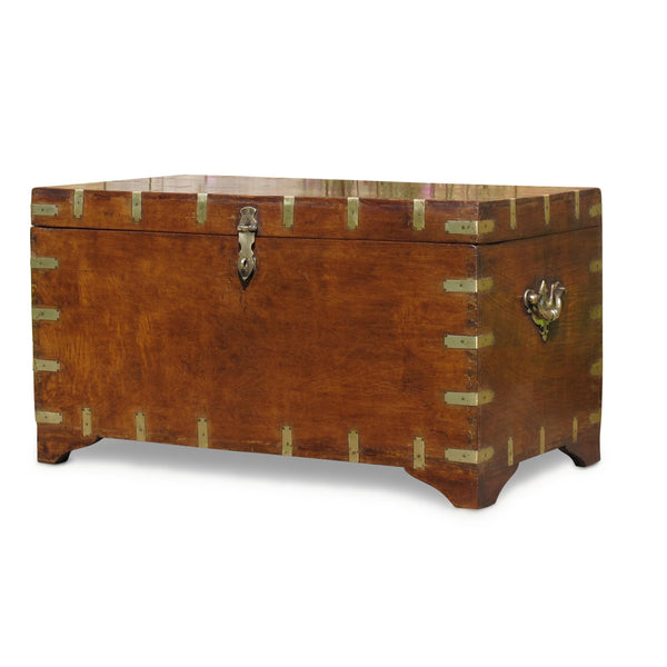 Brass Bound Military Chest From Rajasthan - 19thC