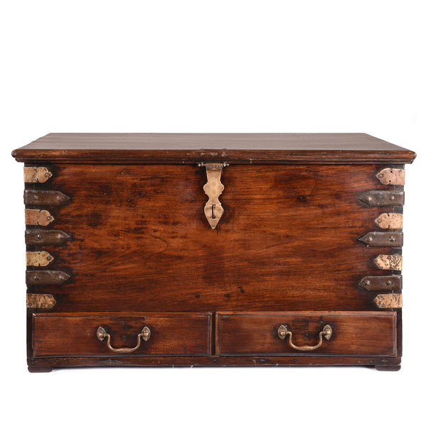 Brass Bound Rosewood Chest from Kutch - 19thC