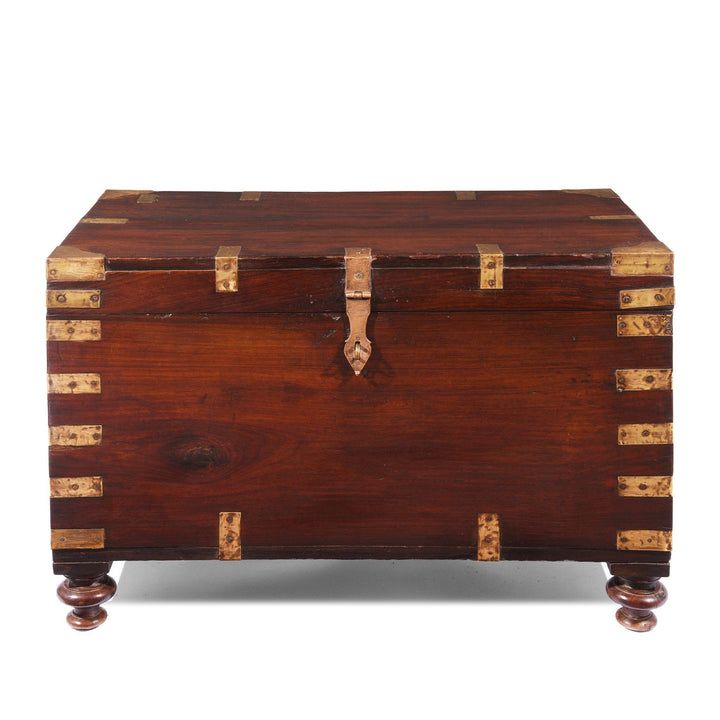 Antique Indian Brass Bound Rosewood Military Chest - 19thC | Indigo Antiques