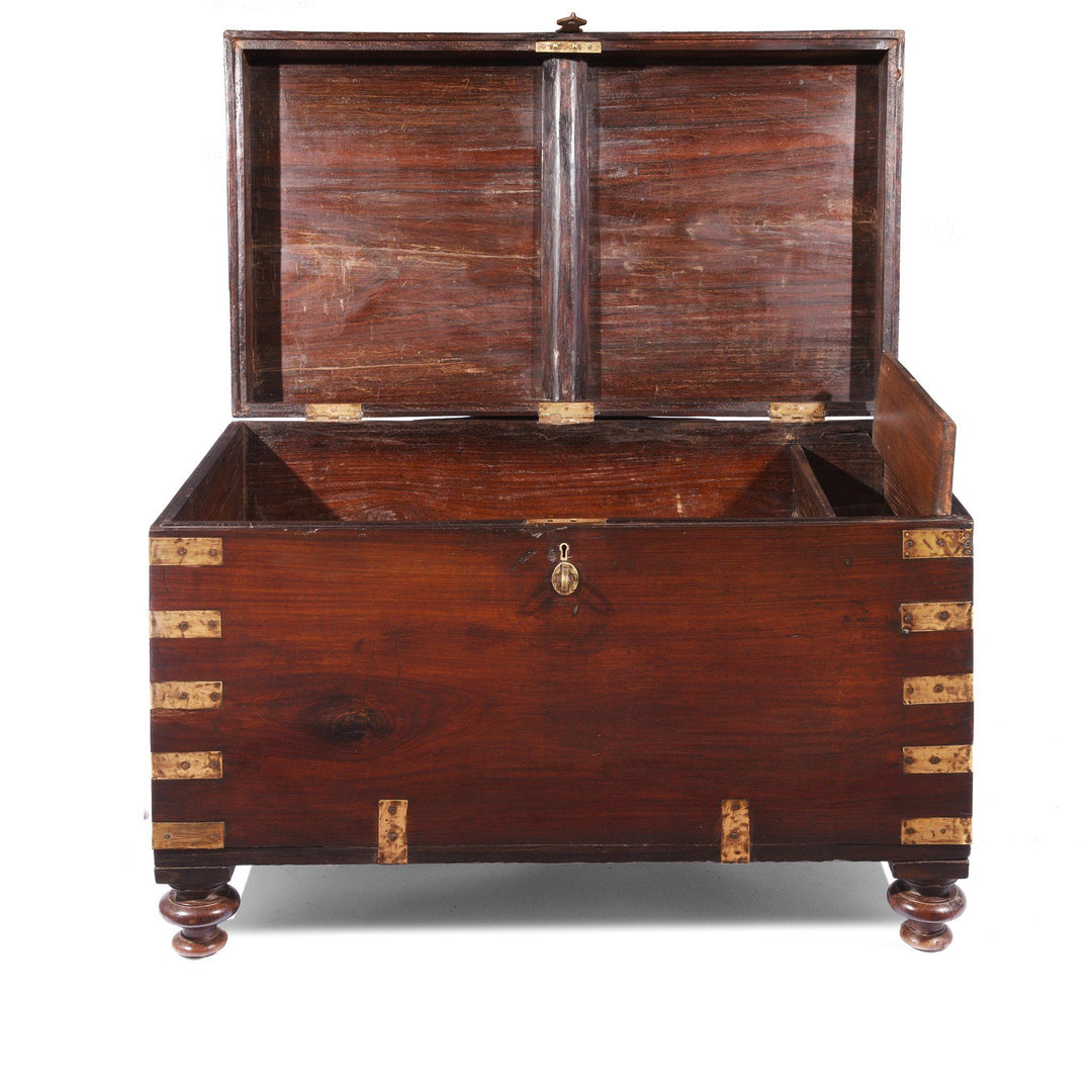 Antique Indian Brass Bound Rosewood Military Chest - 19thC | Indigo Antiques