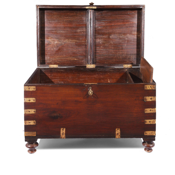 Antique Indian Brass Bound Rosewood Military Chest - 19thC | Indigo Antiques