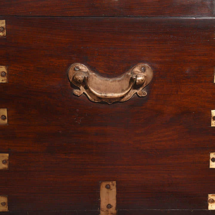 Antique Indian Brass Bound Rosewood Military Chest - 19thC | Indigo Antiques