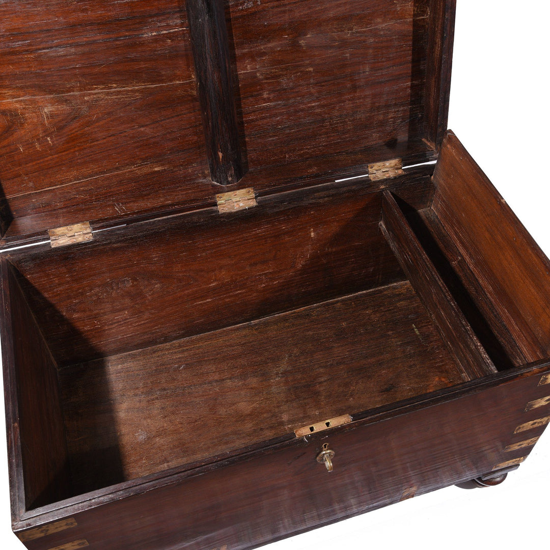 Antique Indian Brass Bound Rosewood Military Chest - 19thC | Indigo Antiques