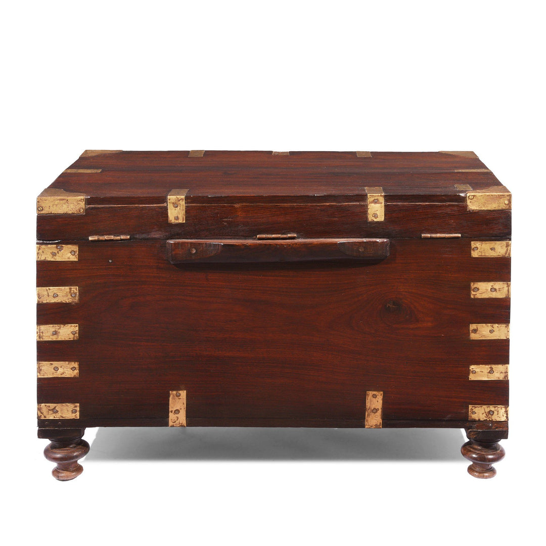 Antique Indian Brass Bound Rosewood Military Chest - 19thC | Indigo Antiques