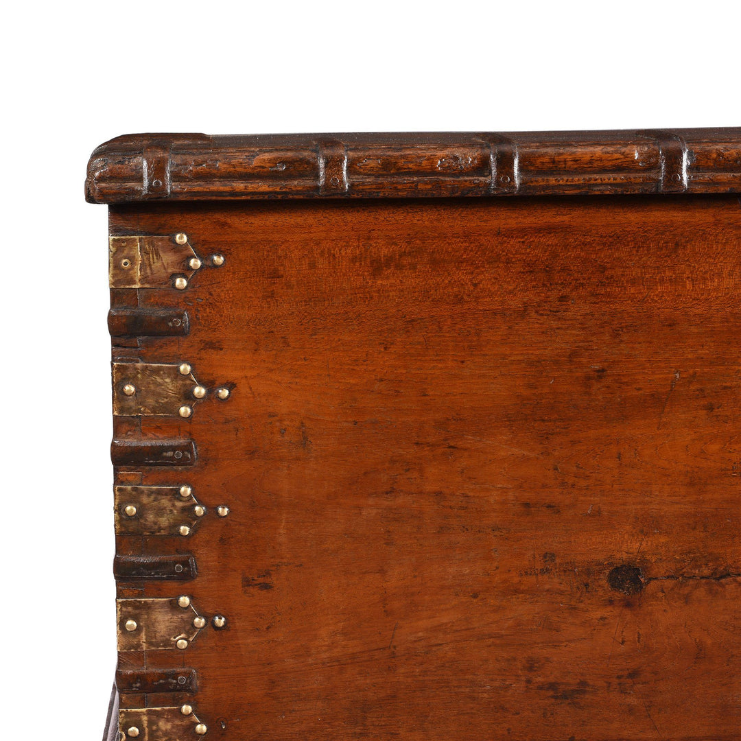 Detail Of Brass Bound Teak Dowry Chest From Kutch - 19thC | Indigo Antiques