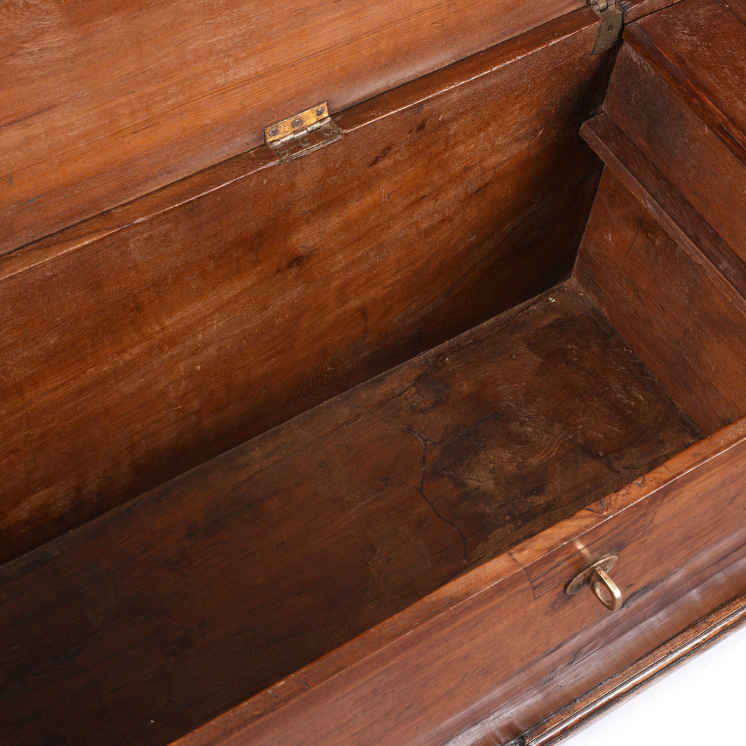 Interior View Of Brass Bound Teak Dowry Chest From Kutch - 19thC | Indigo Antiques