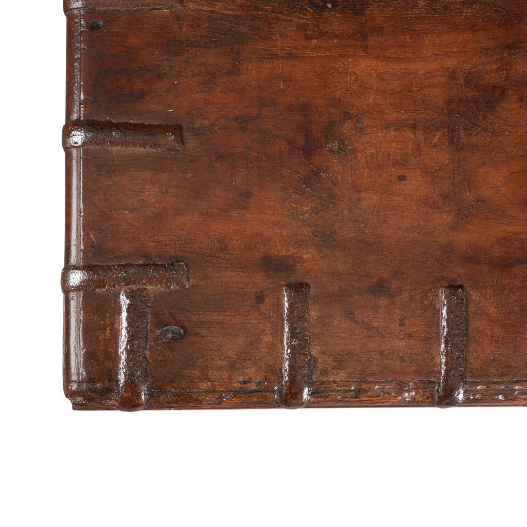 Brass Binding Detail Of Brass Bound Teak Dowry Chest From Kutch - 19thC | Indigo Antiques
