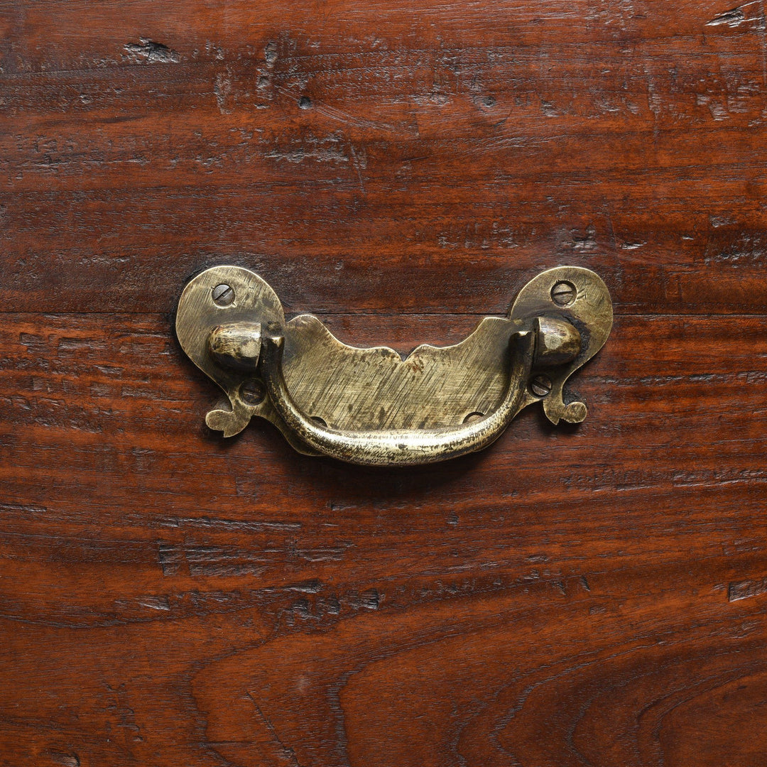 Handle Detail From Brass Bound Teak Indian Campaign Chest, Rajasthan -19thC | Indigo Antiques