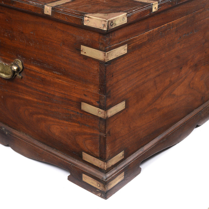 Brass Binding Detail From Brass Bound Teak Indian Campaign Chest, Rajasthan -19thC | Indigo Antiques